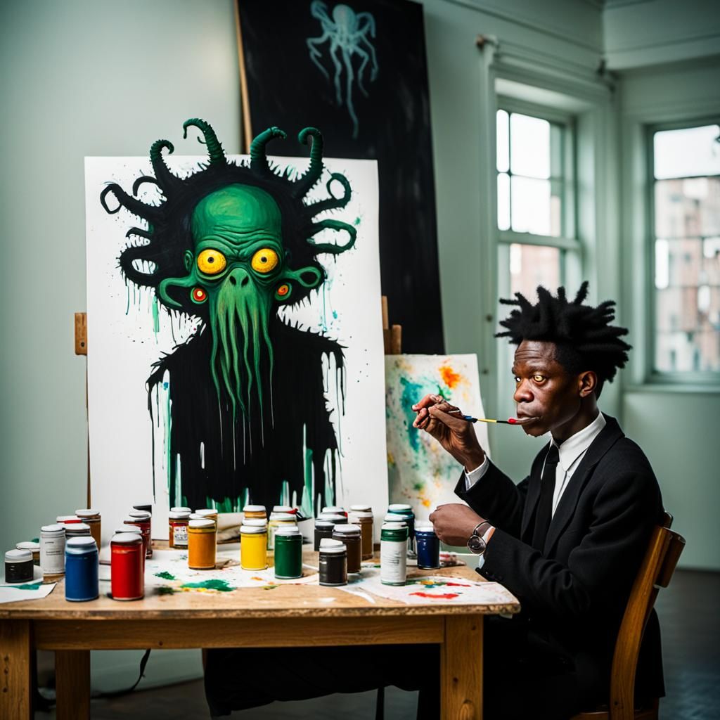 Basquiat paints Cthulhu IV