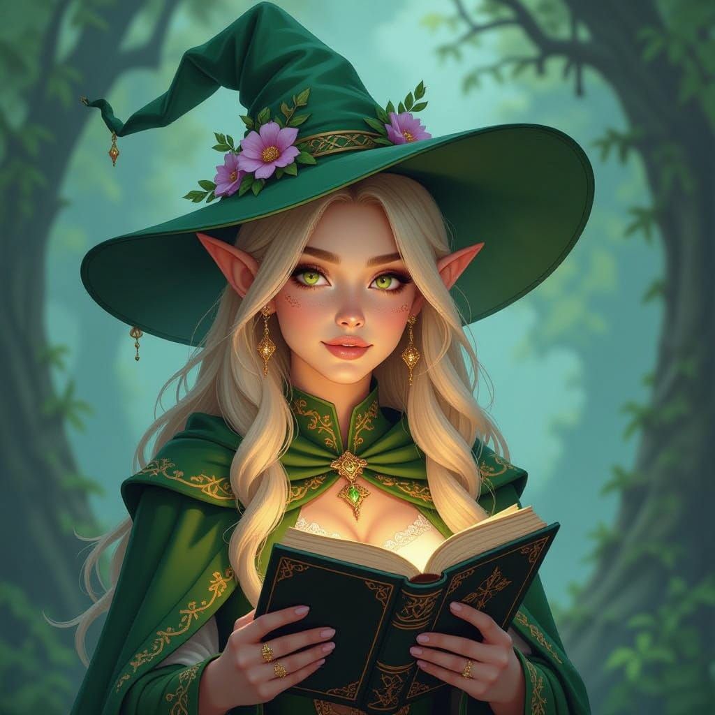 Enchanted Elf Witch in Mystical Realm