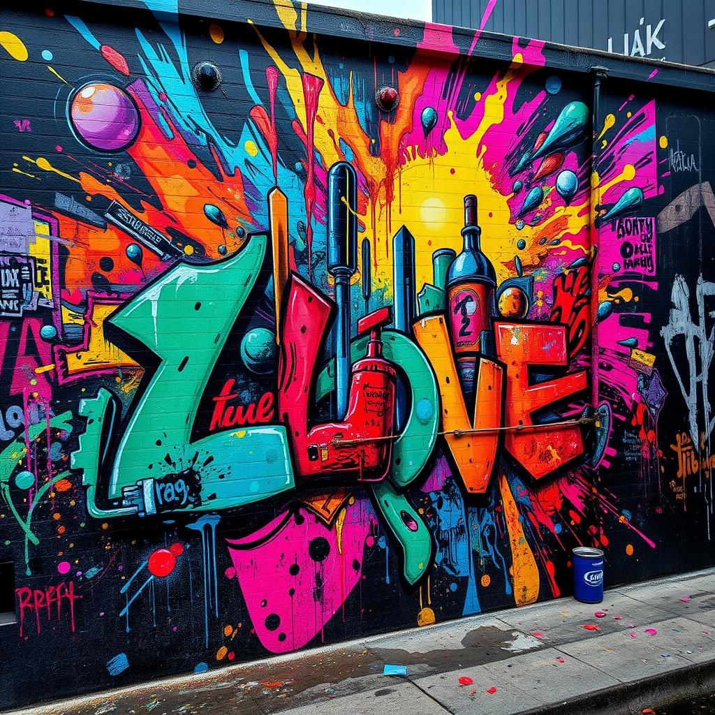 Vibrant Graffiti Art on City Wall in Splash Art Style