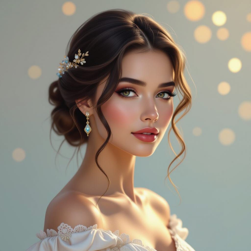 Contemplative Woman Portrait in Digital Art Style