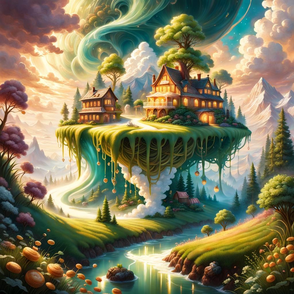 Surreal Food World Illustration in Ethereal Style