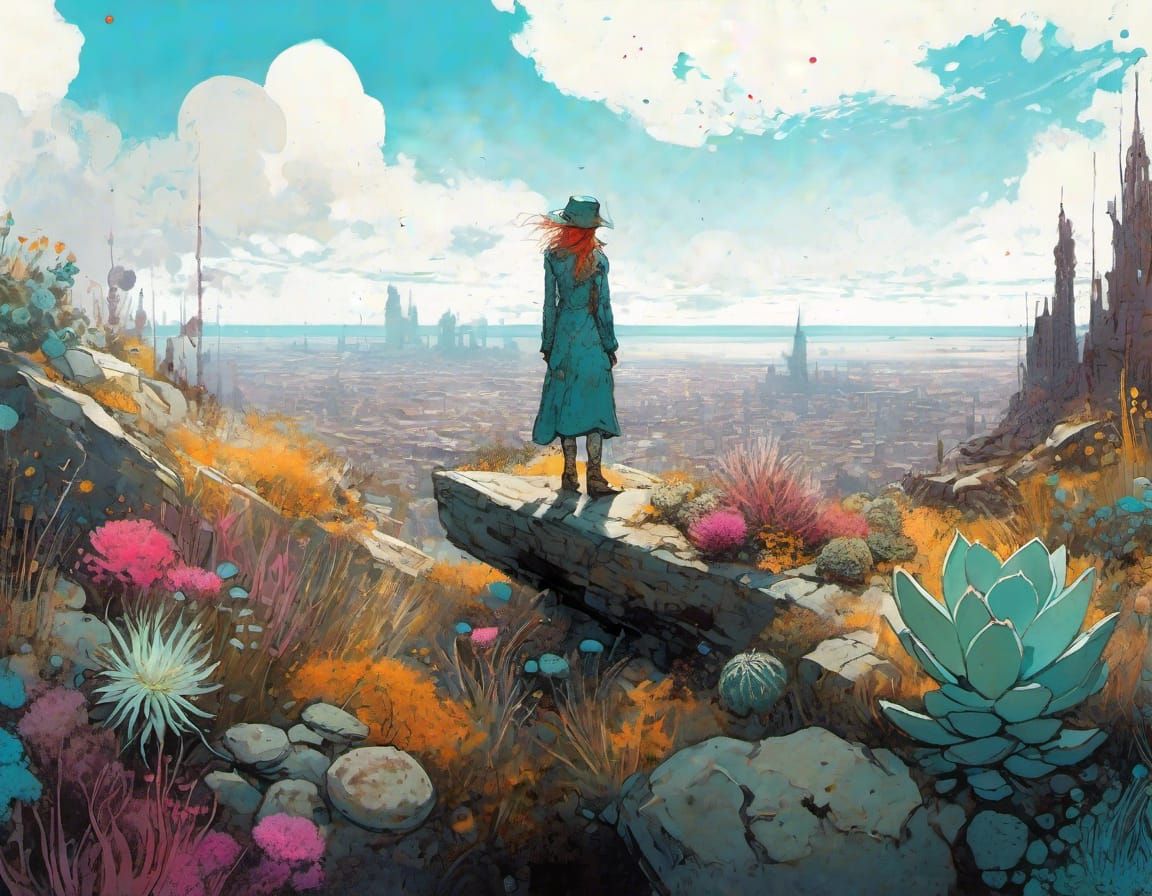 Ethereal Stronghold Surrounded by Colorful Flora