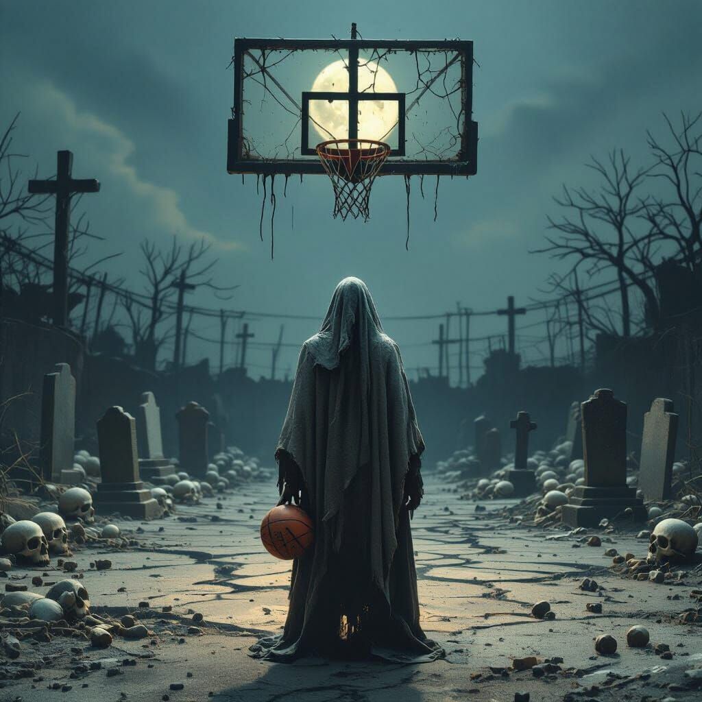 Horror Basketball Logo: Cursed Court Death Ritual