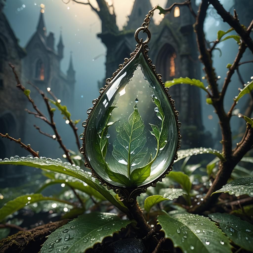 Dewdrop Church Ruin: Hyperdetailed Digital Illustration