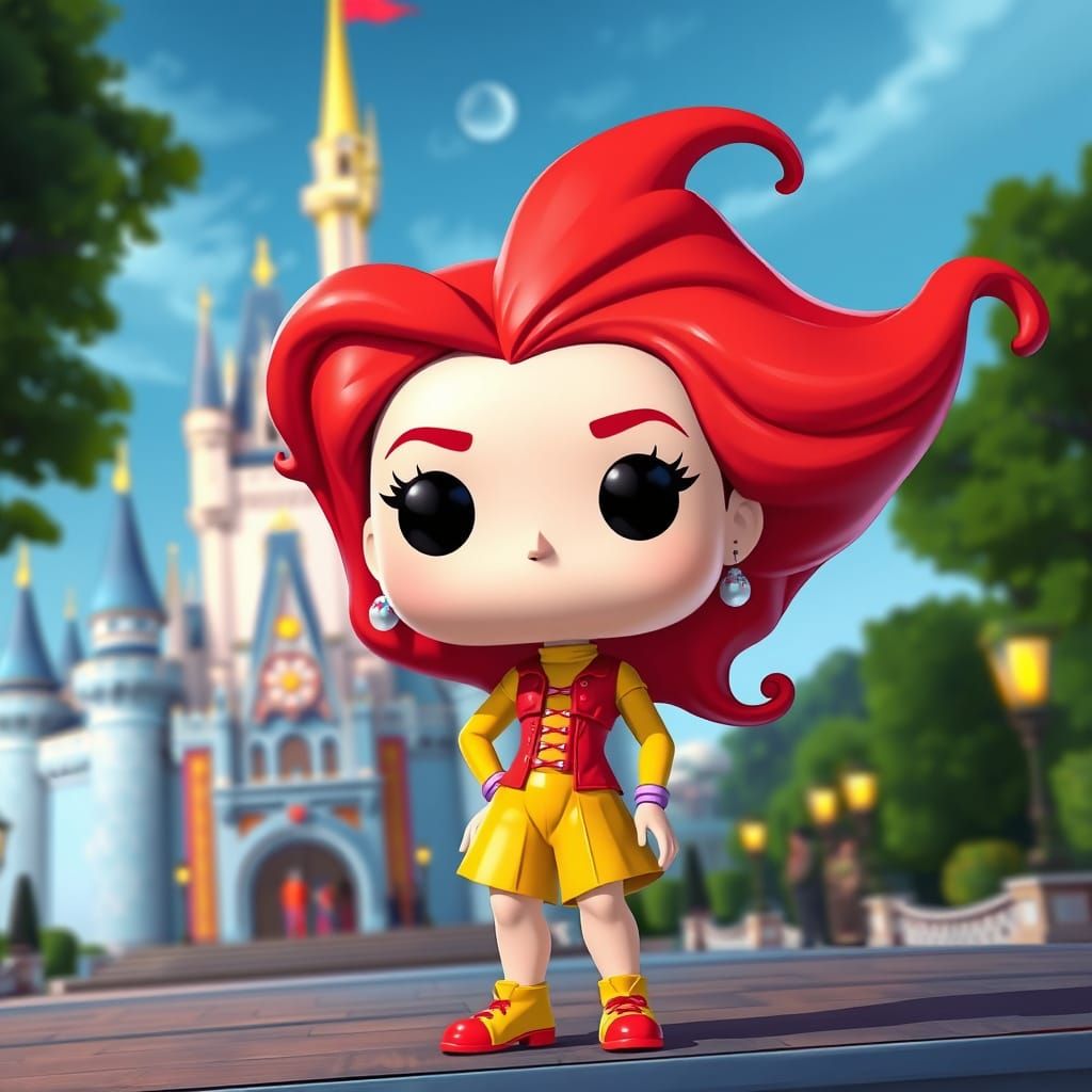 funko pop figure disney Alla Pugacheva with red big hair at Disneyland