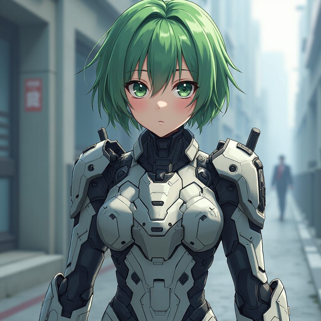 Anime Girl in Futuristic Combat Suit
