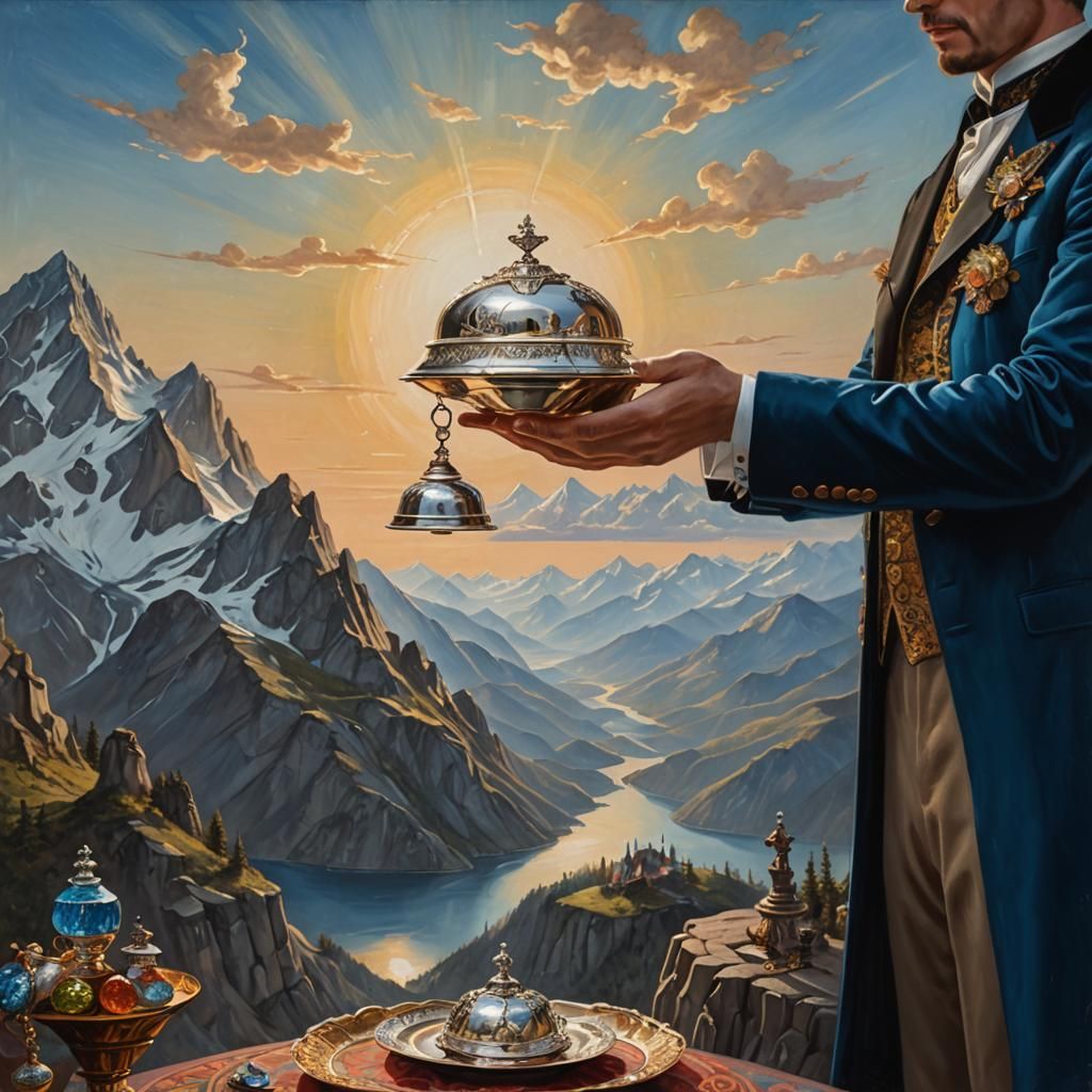 Opulent Hands Holding Silver Bell