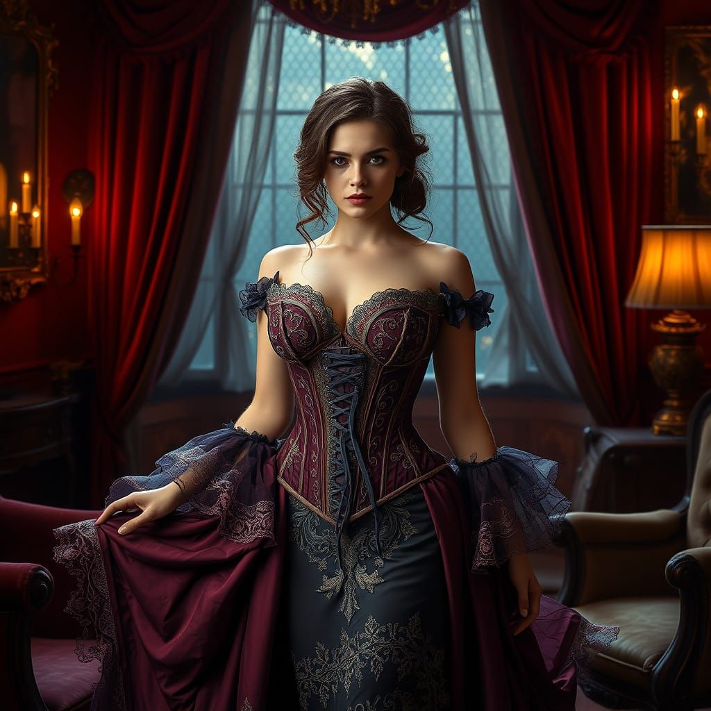 Victorian Lady in Lavish Boudoir