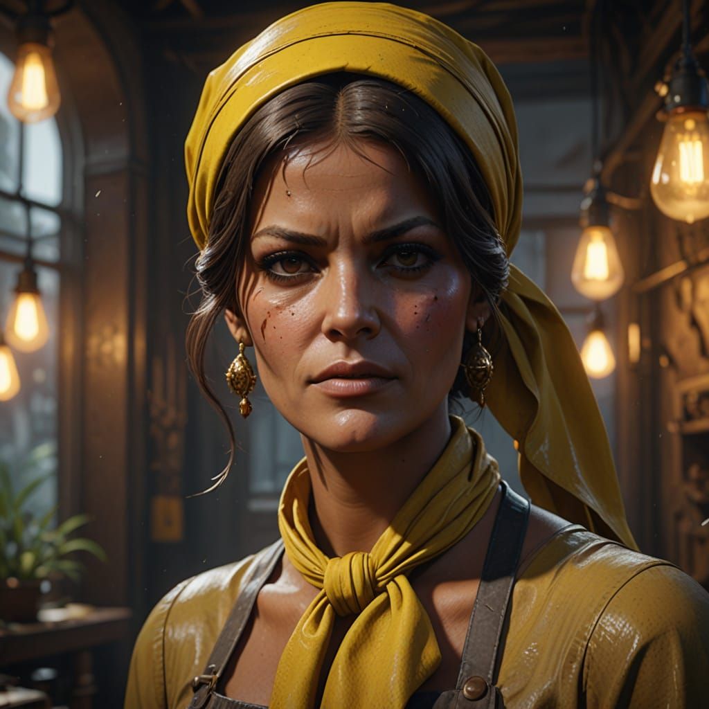 Young Italian Actress in Charwoman's Attire