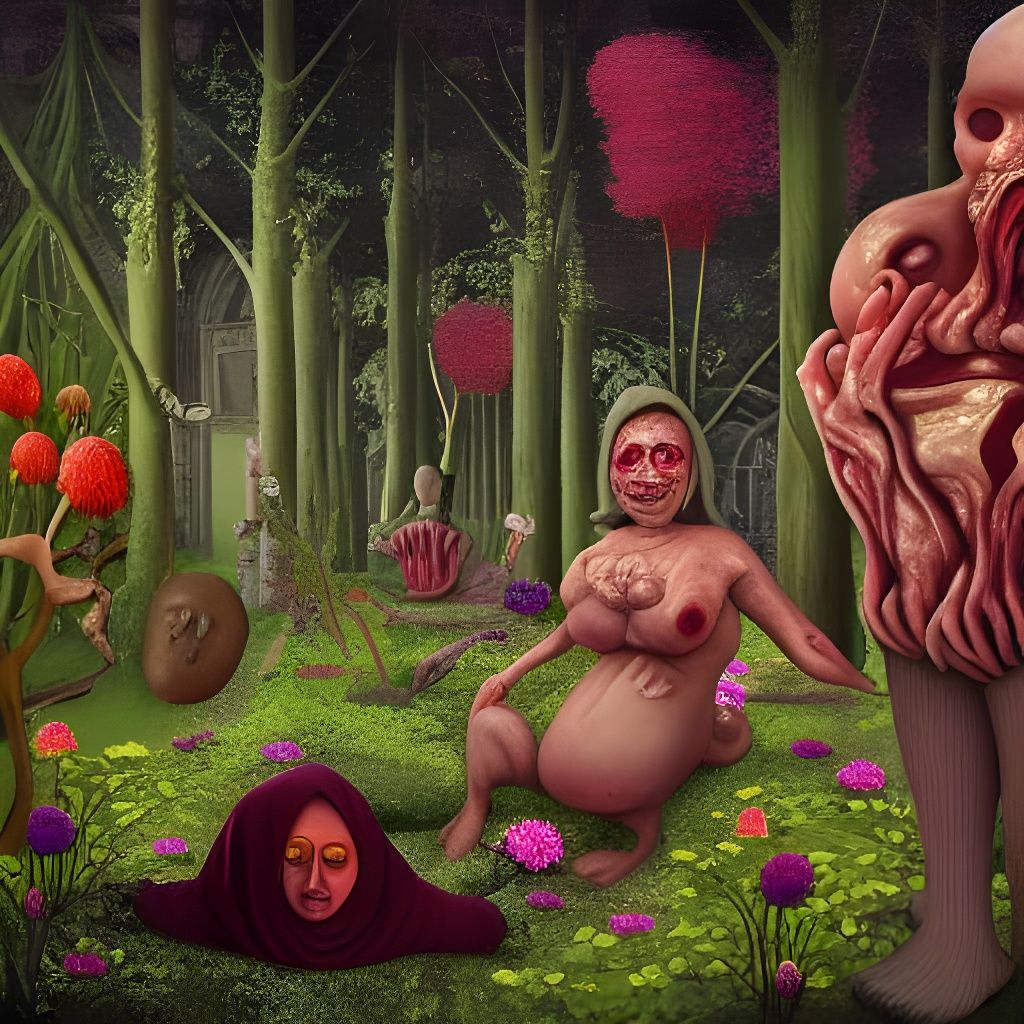 Surreal Cancer Garden: A Fairytale Horror Painting