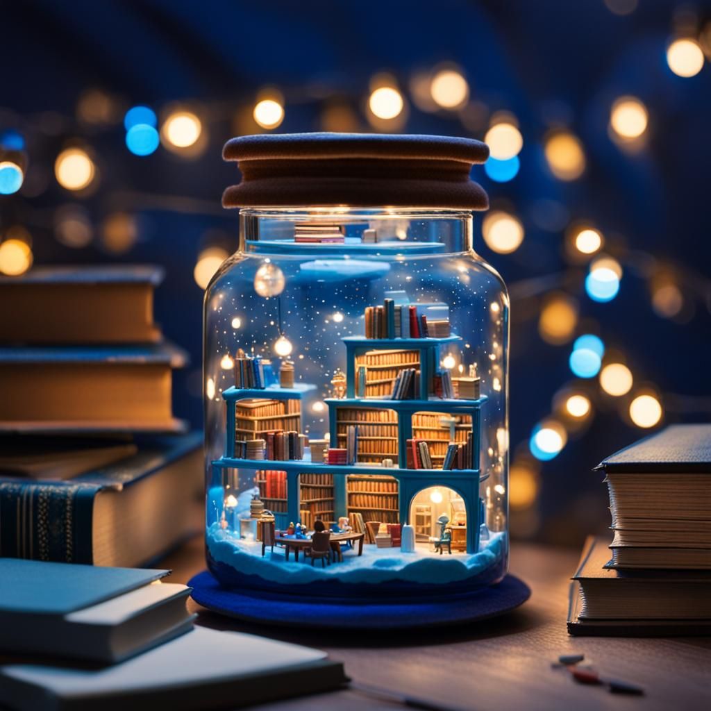 Miniature World in a Jar: Hyperrealistic Scene