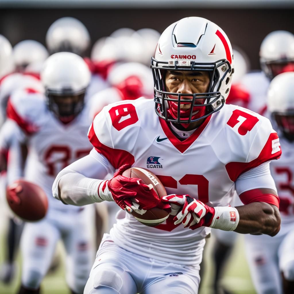 Japanese National American Football Team in White Uniforms
