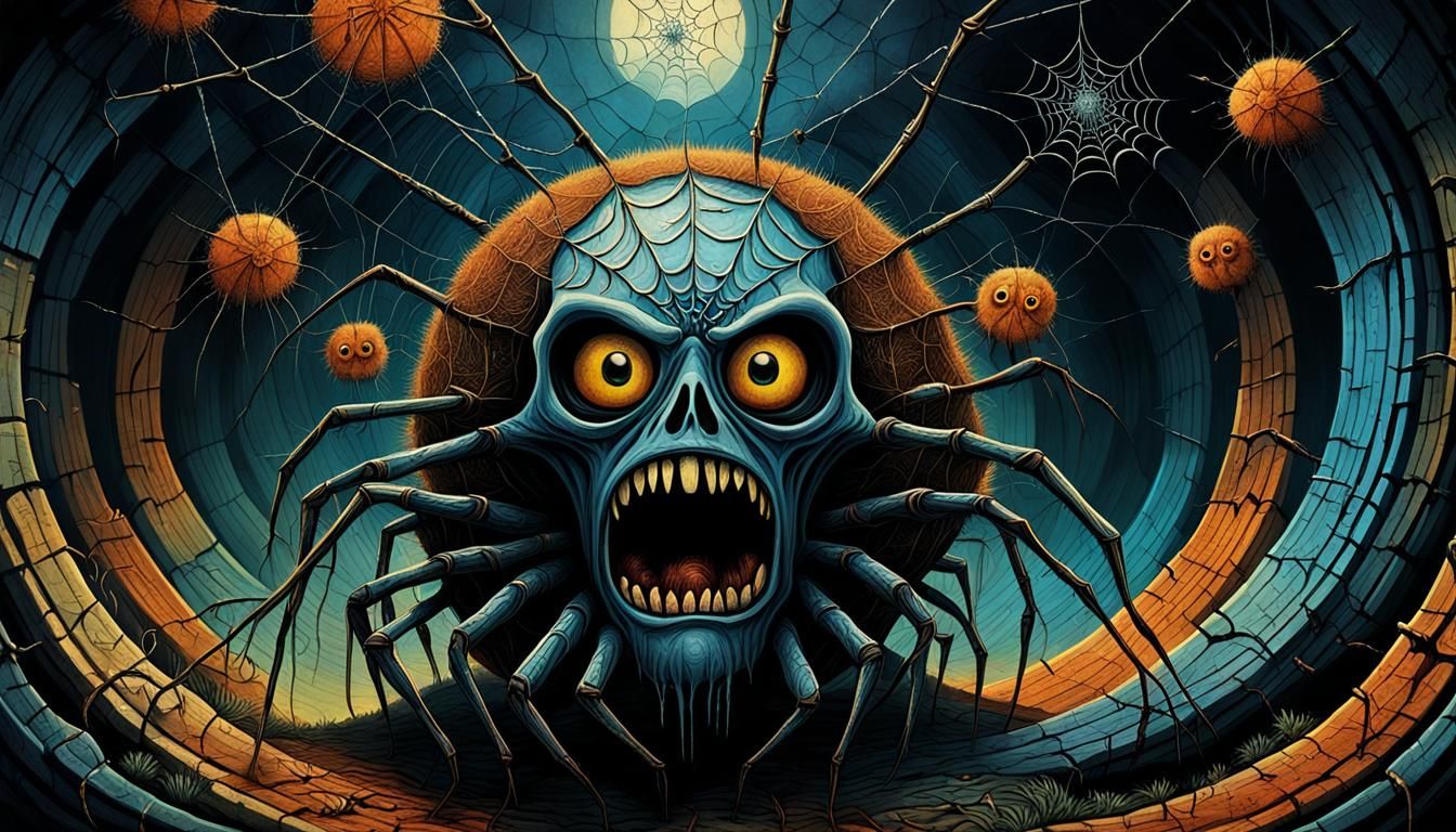 Pagan Horror: Spider Eyes in Surrealist Style