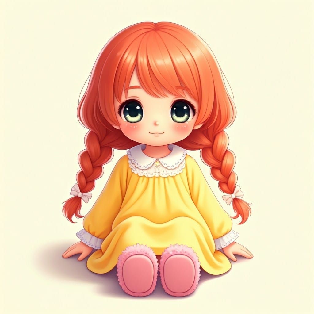 Young Anime-Inspired Doll in Soft Pastel Colors