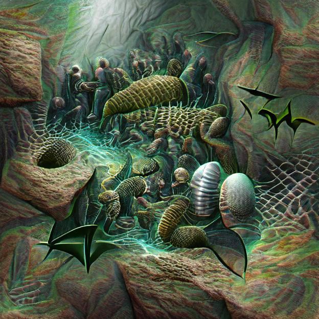 Detailed 3D Illustration of Subterranean Ordovician Swarm