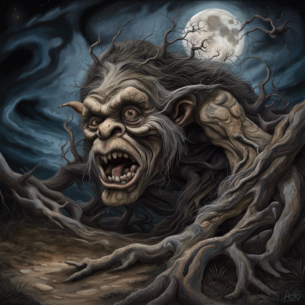 Hyperrealistic Oil Painting of Ymer the Troll