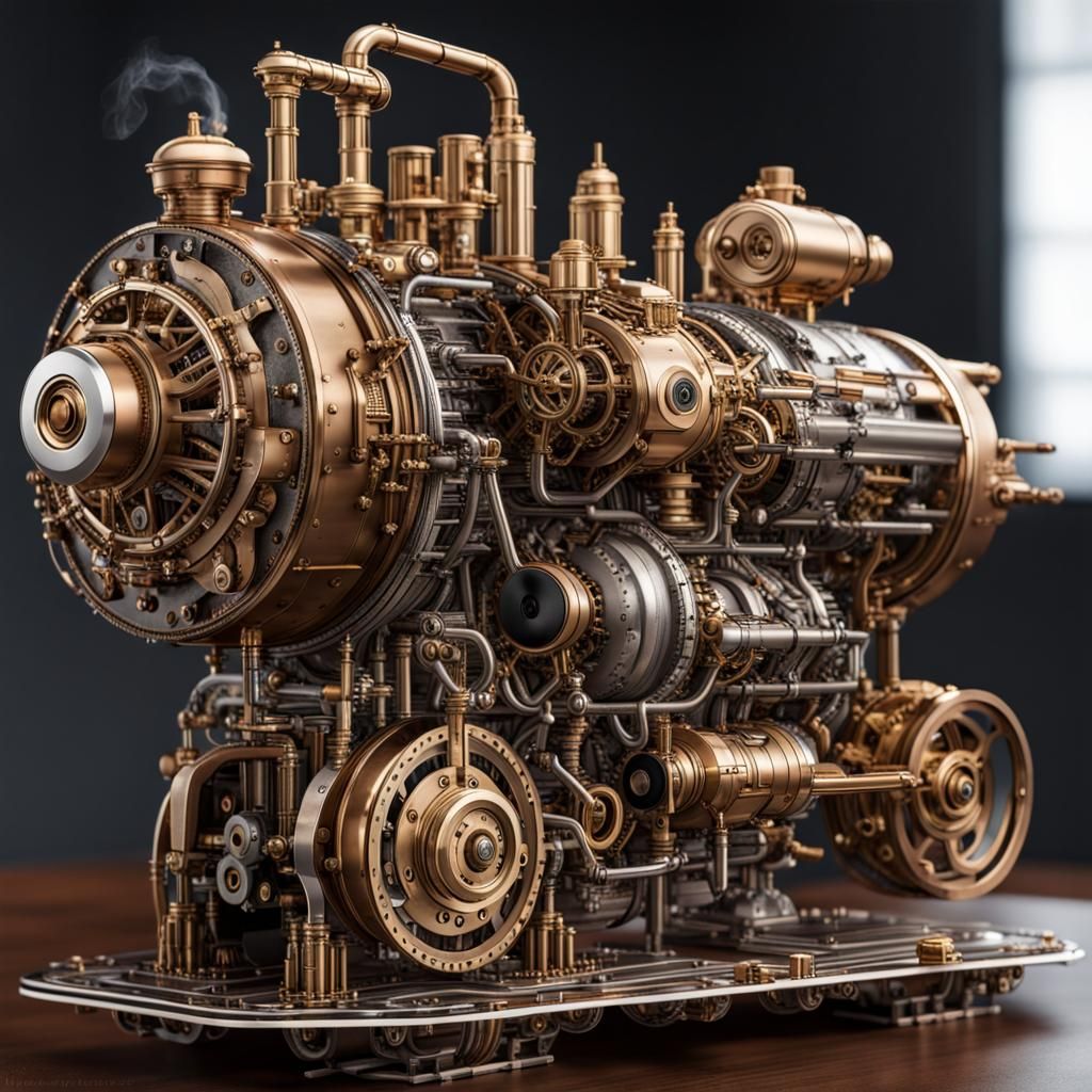 Intricately Detailed Steampunk Engine of the Future