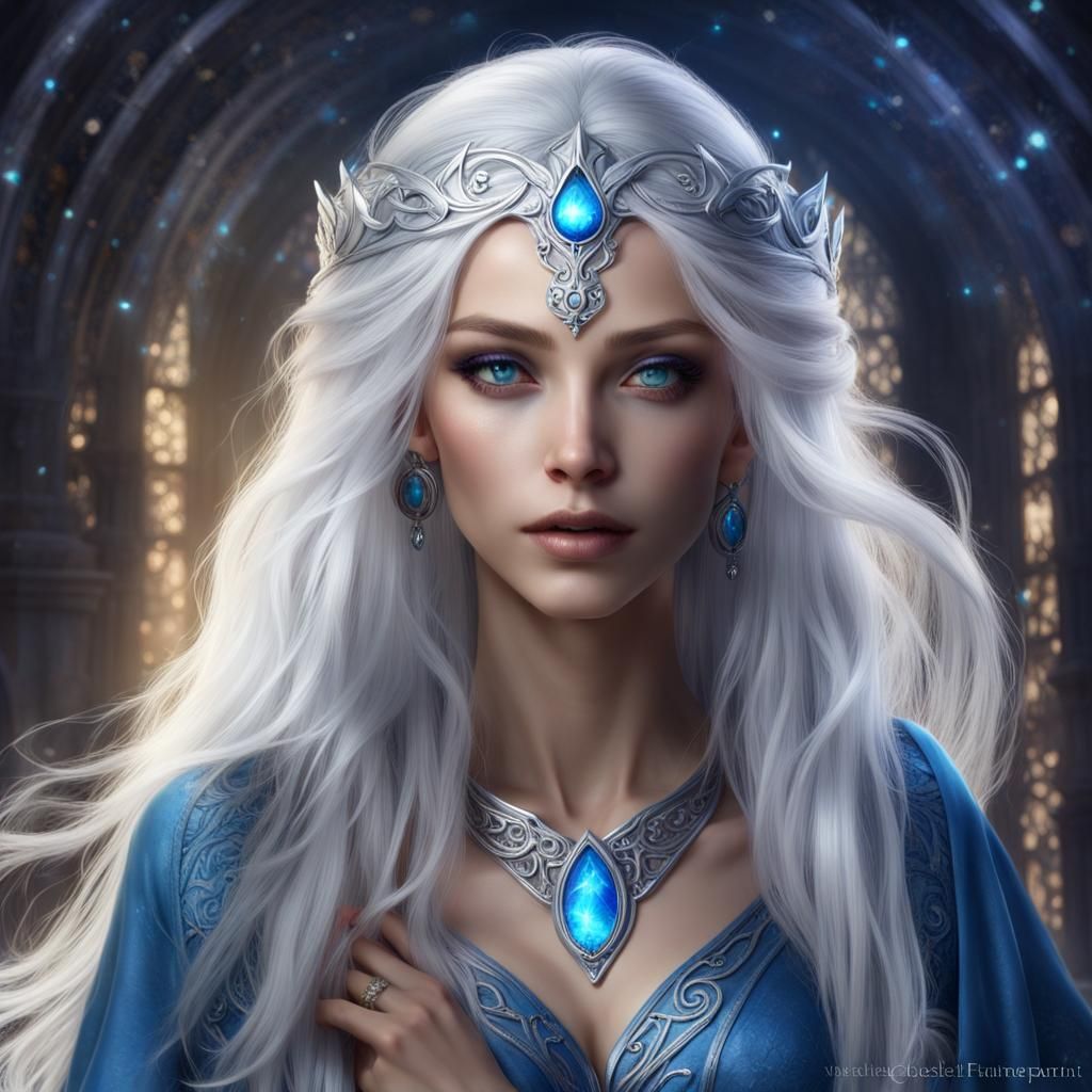 Ethereal Elf with Silver Hair in Fantasy Art