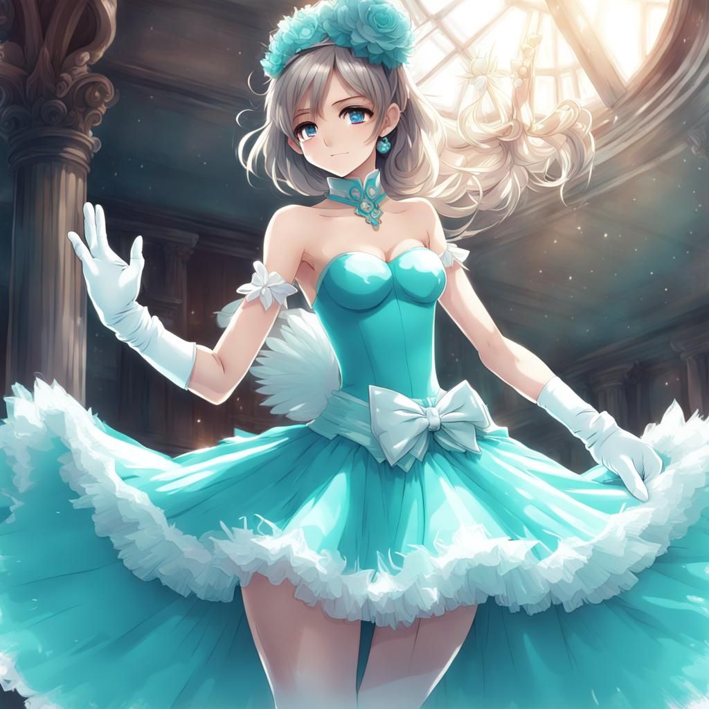Anime Princess in Turquoise Tutu