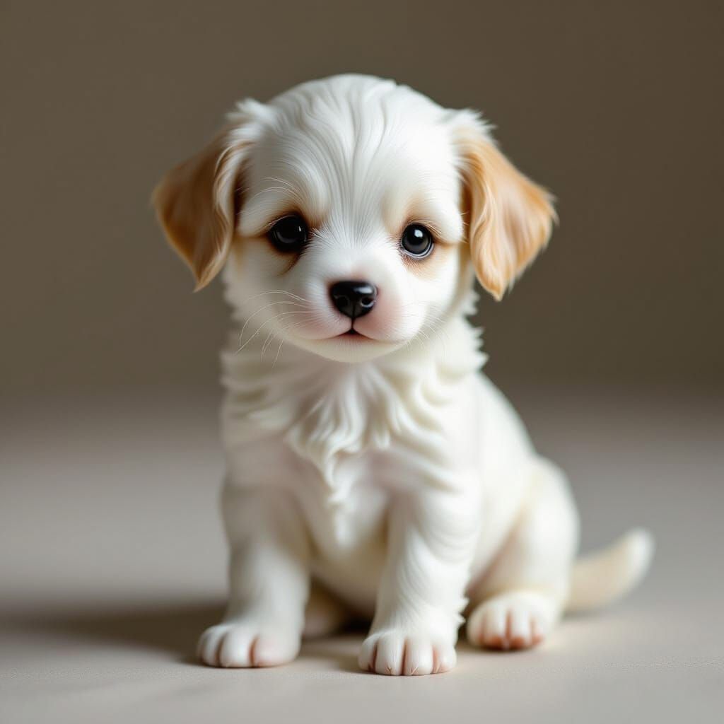 Delicate Porcelain Puppy Figurine: High Detail Art