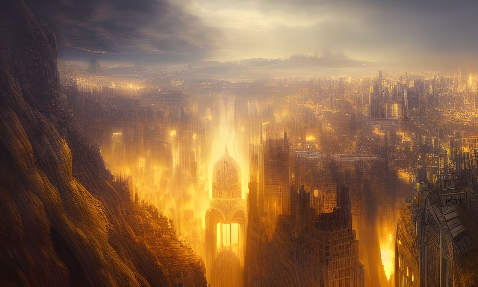 Underground Renaissance City in Golden Light