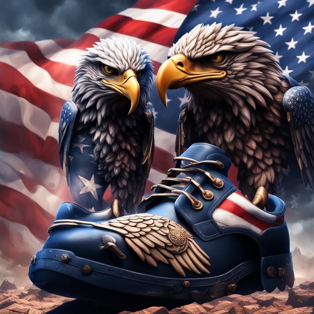 Patriotic Eagles Soaring: Detailed Matte Painting