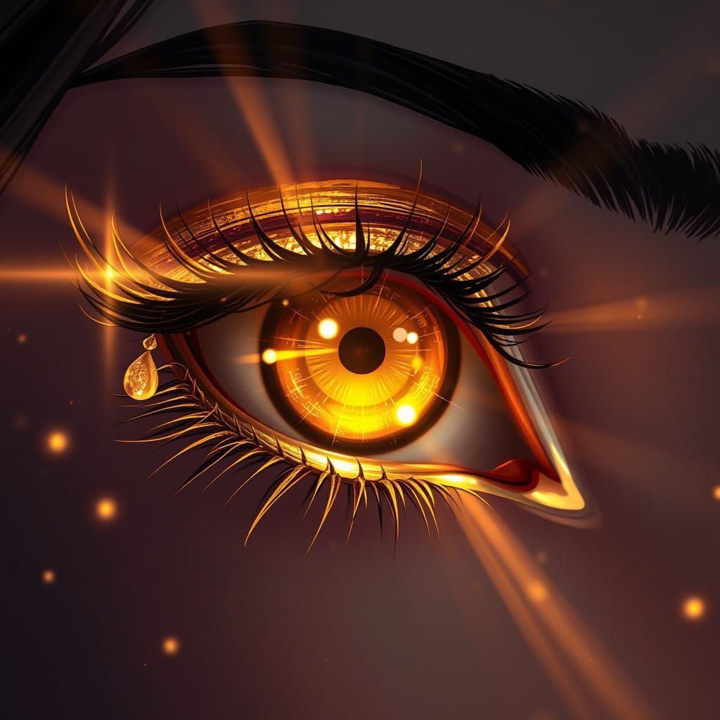 Golden Goddess with Radiant Eye in Luxurious, Anime-Inspired...