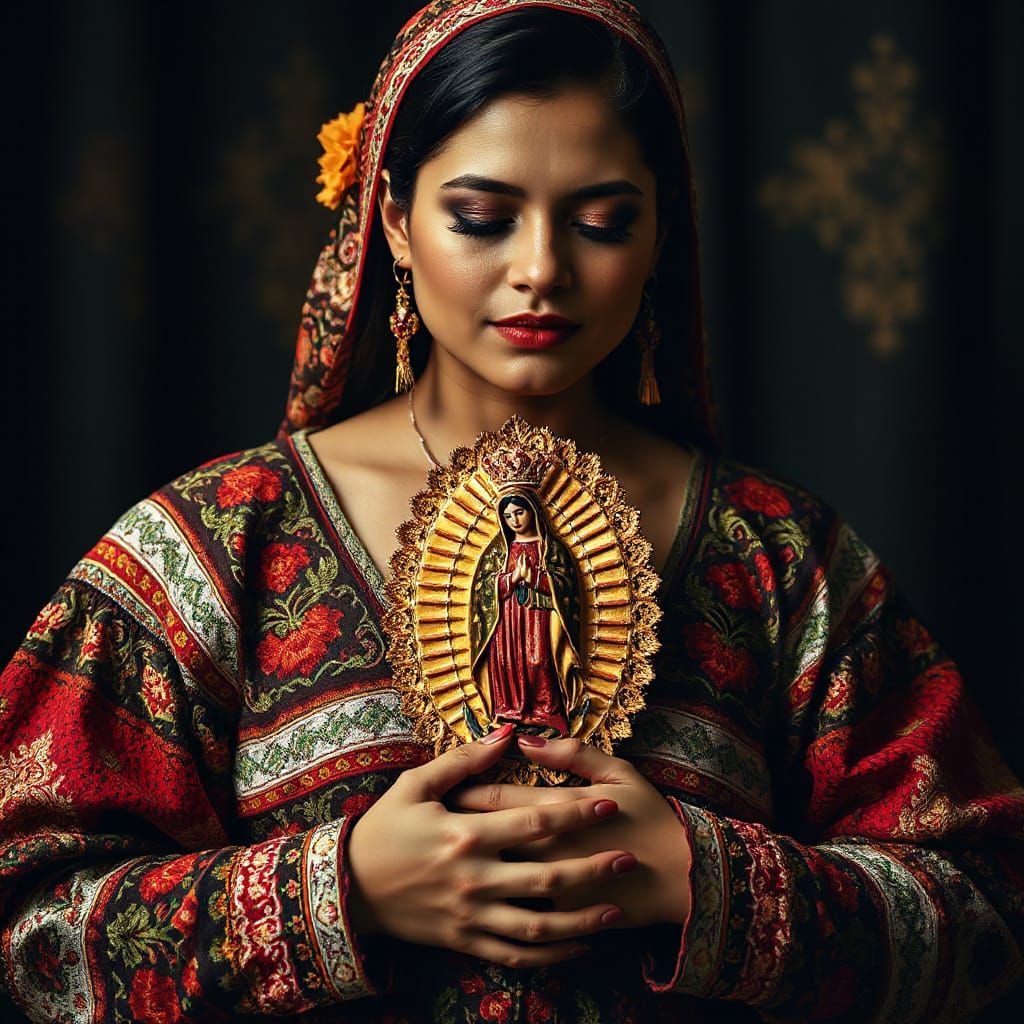Mexican Woman in Traditional Dress Portrait