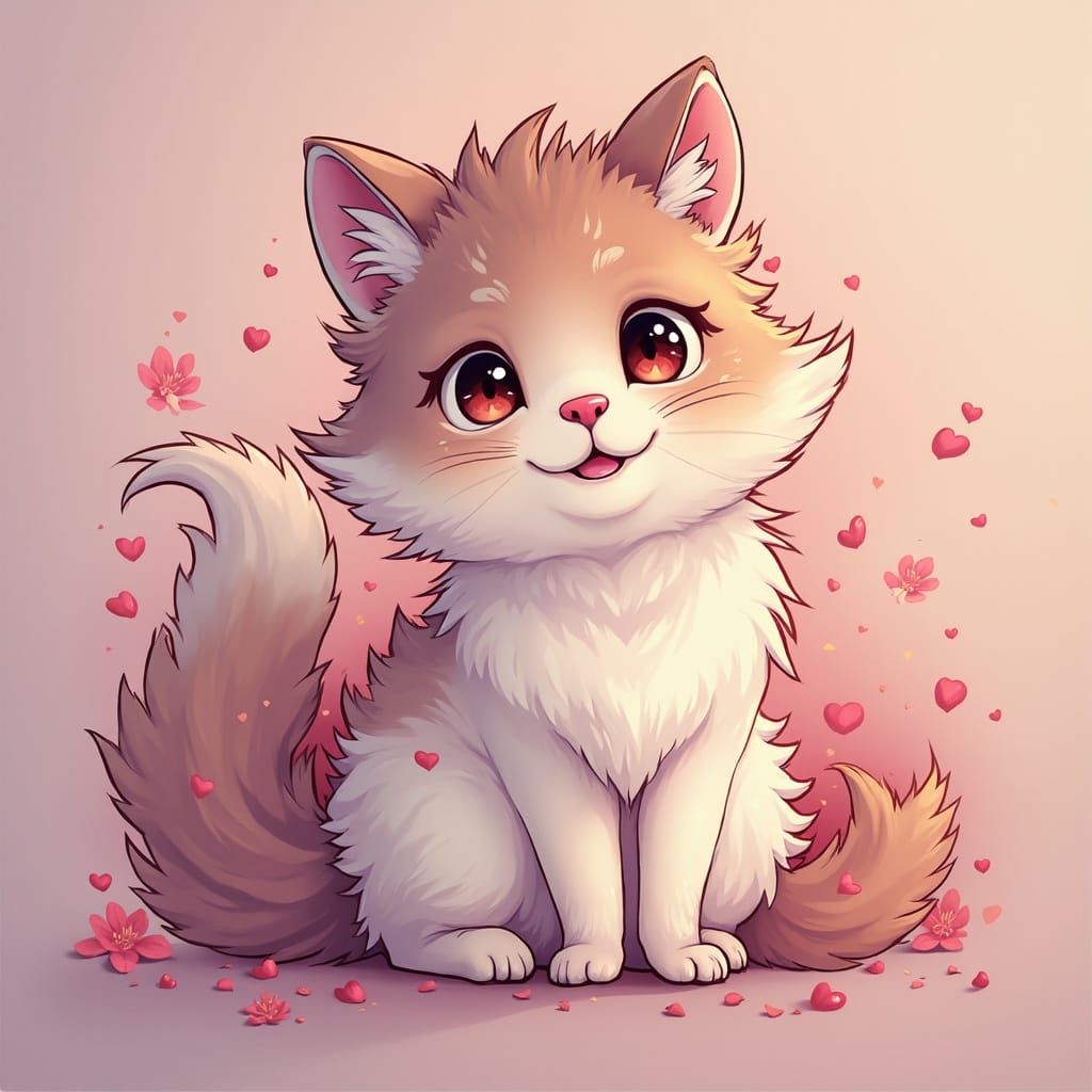 Dreamy Kitten with Soft Lines and Clear Details