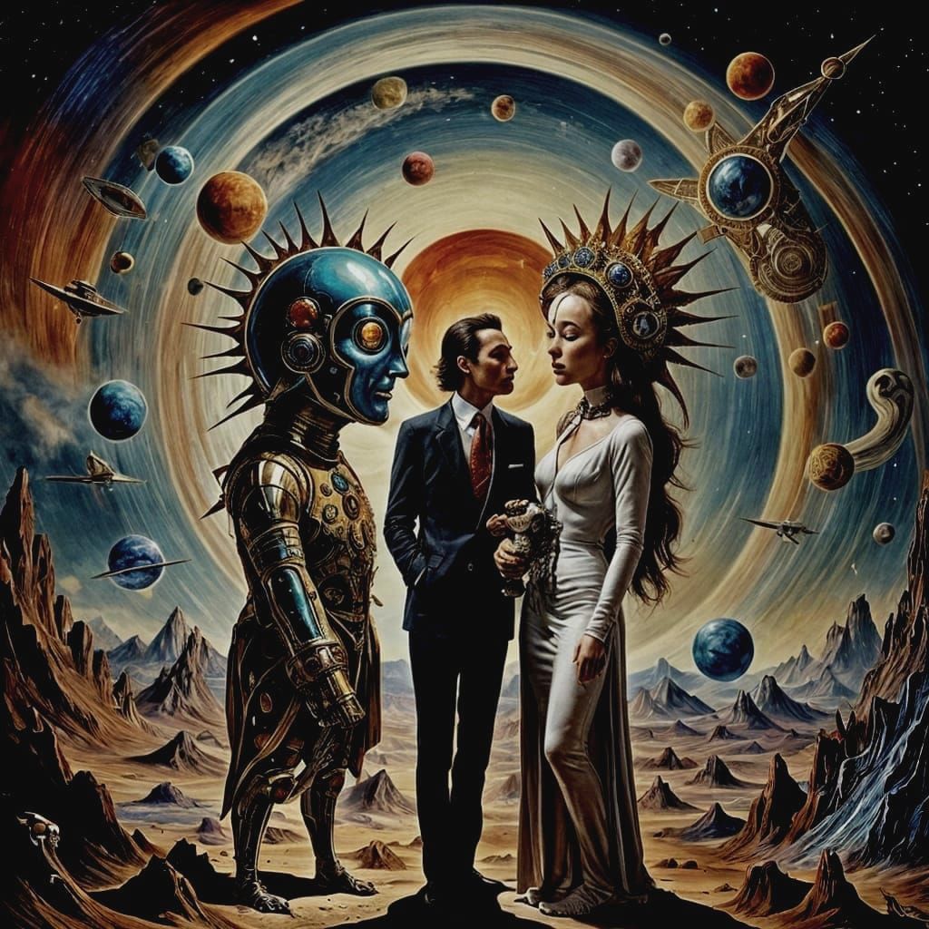 Cosmic Lovers: A Surreal Digital Art Vision