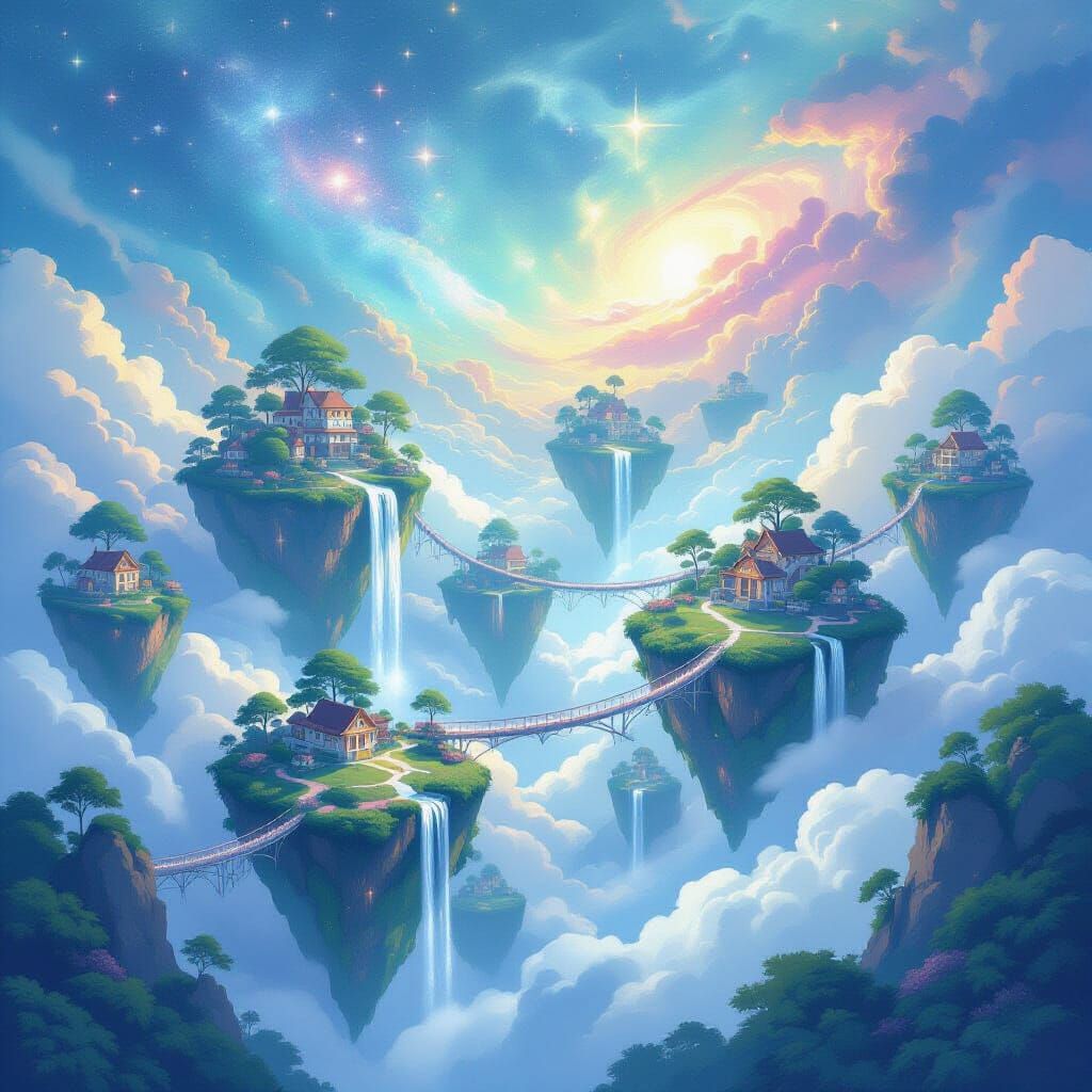 Whimsical Floating Islands with Energy Bridges