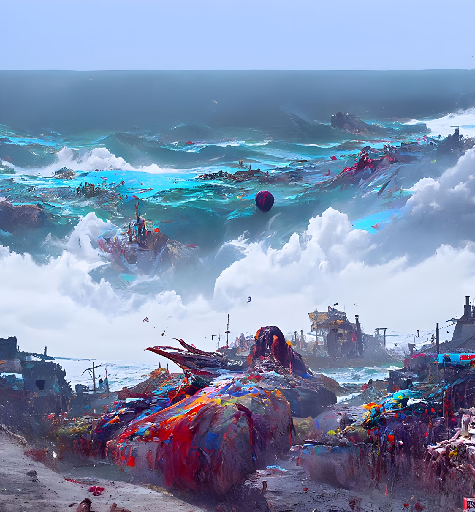 Wrathful Ocean Maelstrom at Stormy Beach