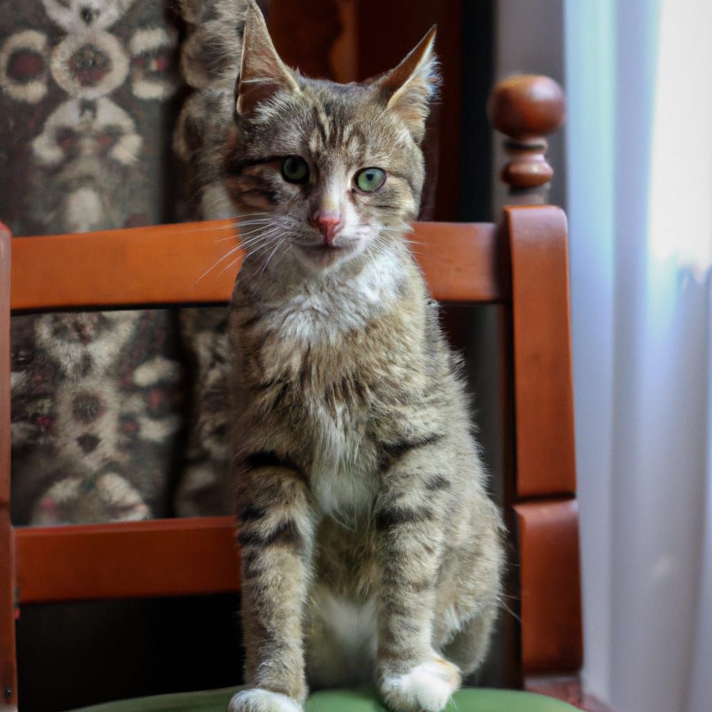 Majestic Cat King on Royal Throne with Mouse Rug