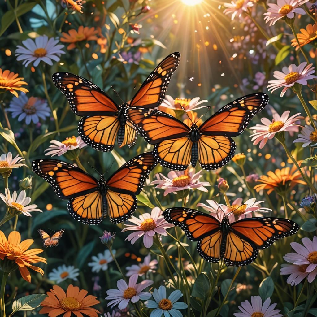 Monarch Butterflies with Glass Wings: Matte Painting