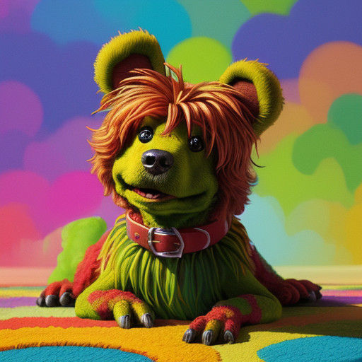 Muppet-Inspired Kermit the Dog in Whimsical Portrait