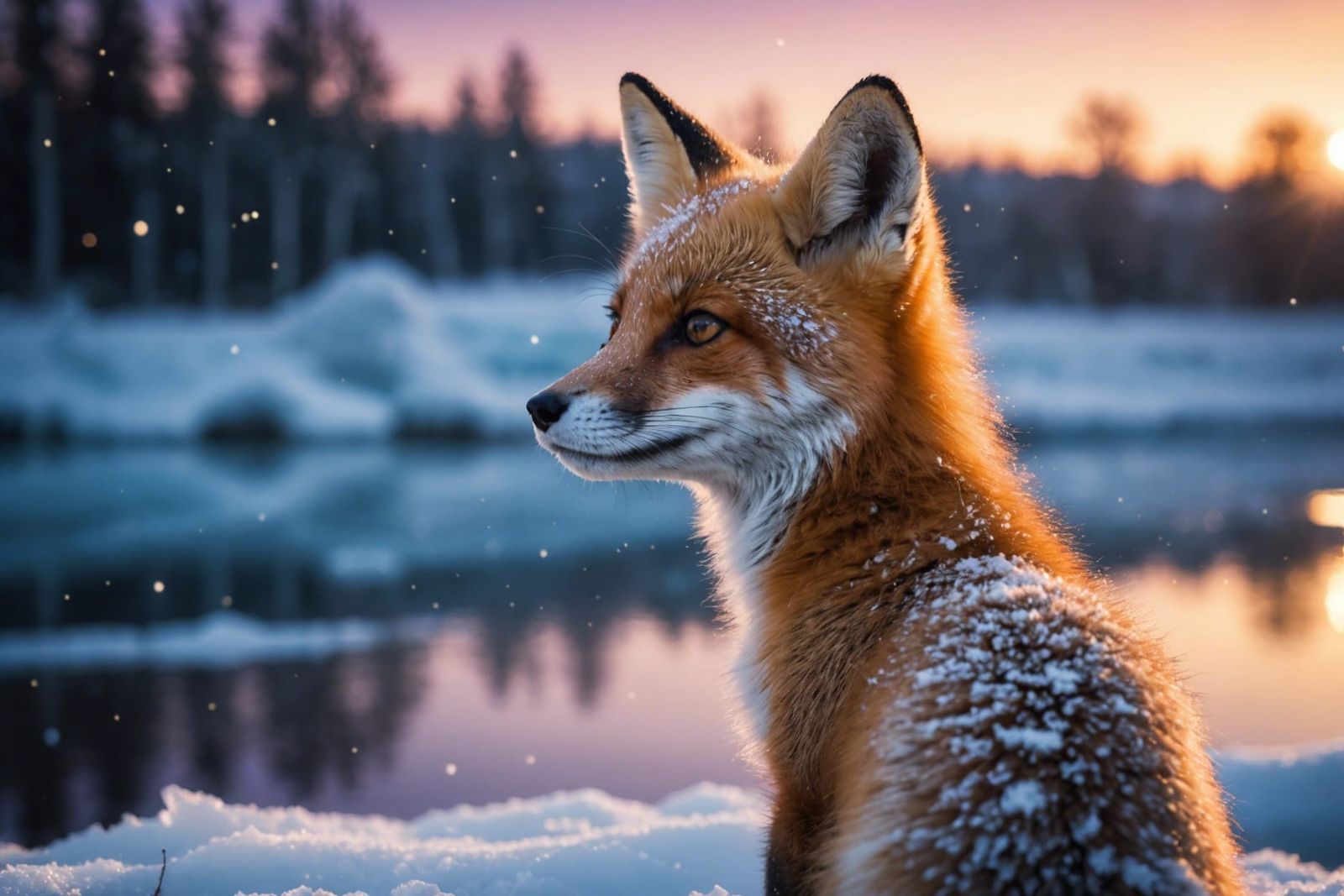 Baby Fox Gazing at Stars in Hyper-Realistic Style