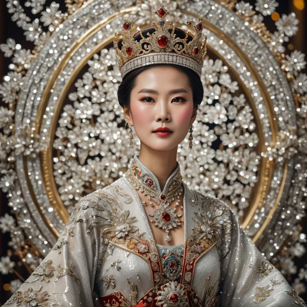 Regal Chinese Queen with Diamond Crown