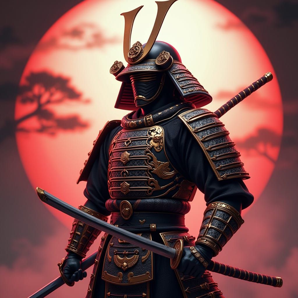 Majestic Samurai Warrior in Anime Style