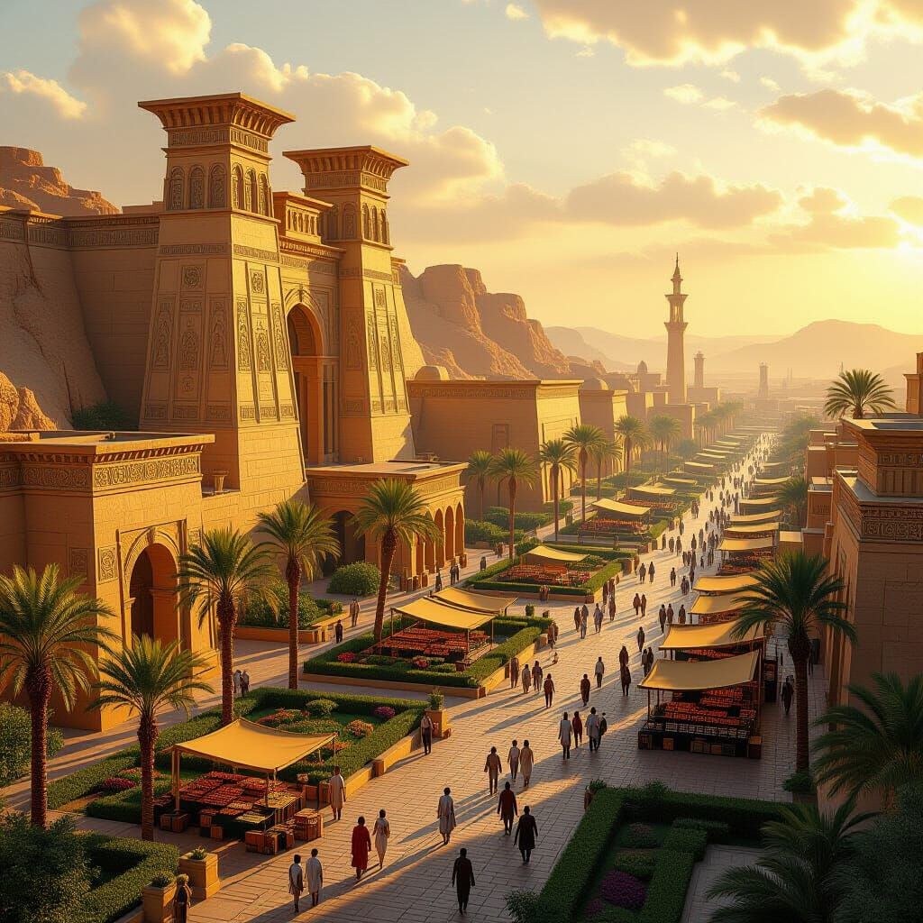 Detailed Babylonian Cityscape Matte Painting