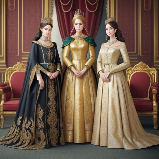 Queens and First Ladies Portrait in Oil Painting Style