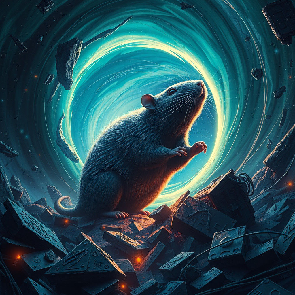 Cosmic Rodent Emerges From Wormhole: Matte Painting