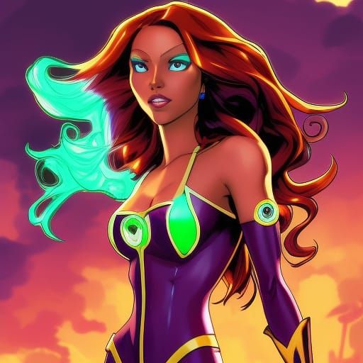 Starfire Portrait in Comic Book Style