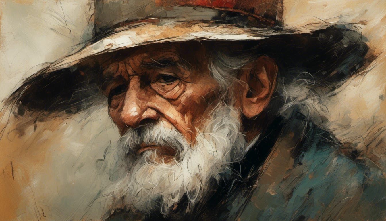 Melancholy Portrait of an Old Man with Fisher Hat