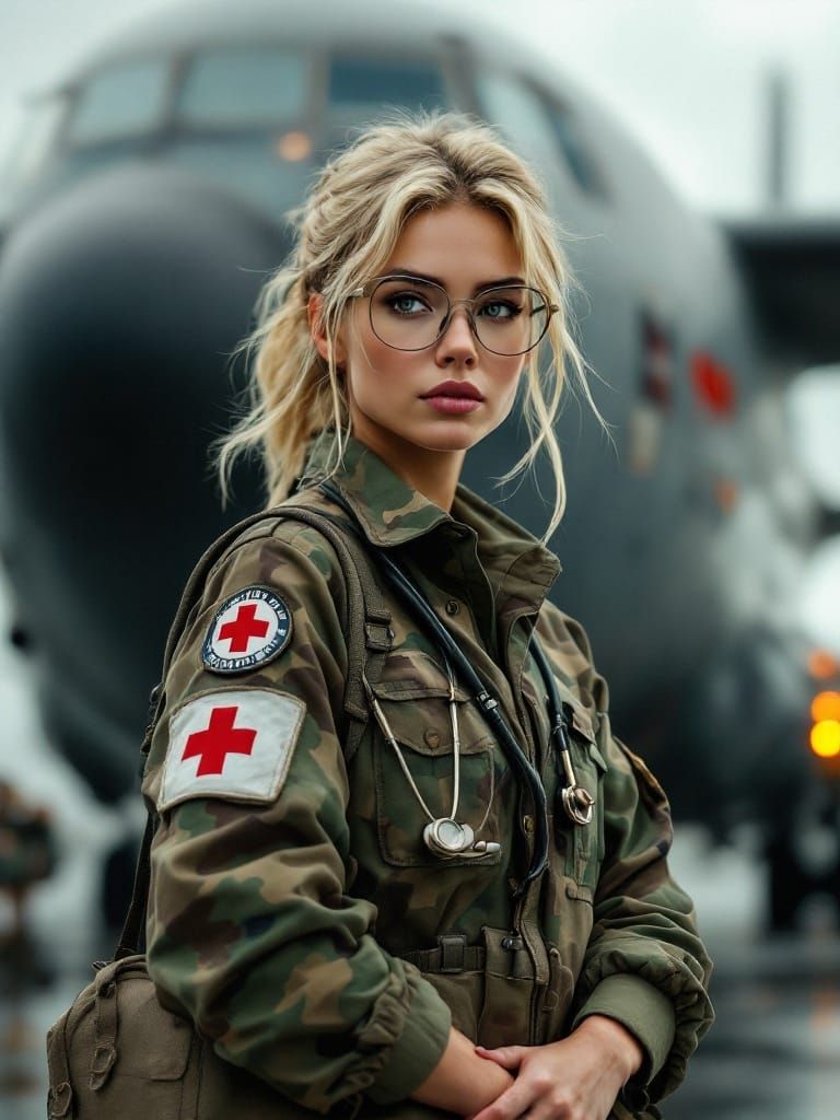 Camouflage Combat Doctor with Med Kit by C-130J Hercules