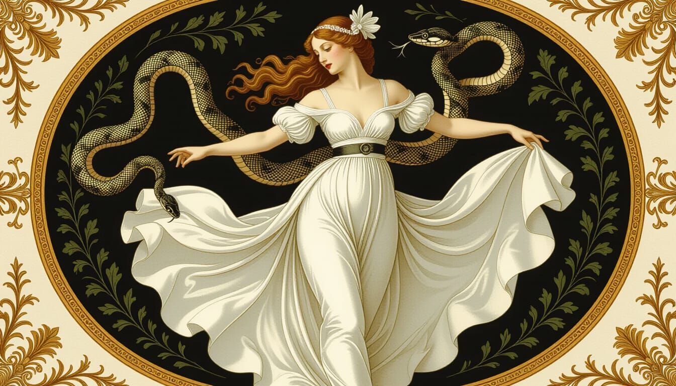 Dancer with Snakes in Rococo Style