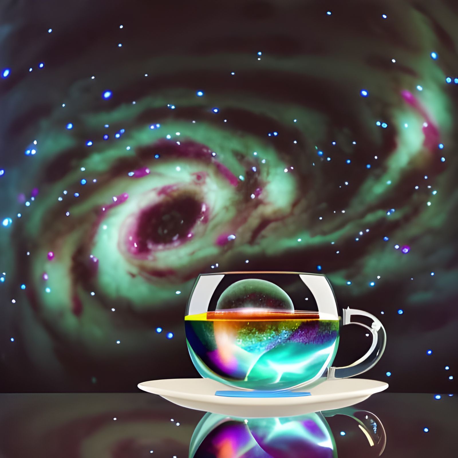 Milky Way Galaxy in Tea Glass, Fantasy 8K