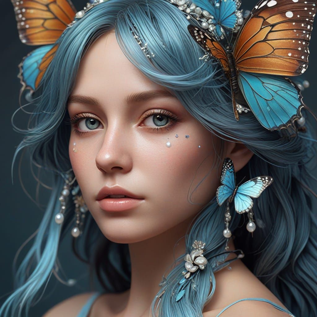 Butterfly Portrait in Art Nouveau Style