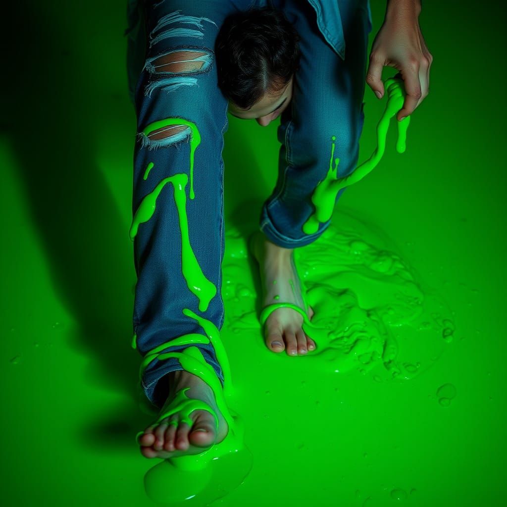 Man Trapped in Neon Slime Pool