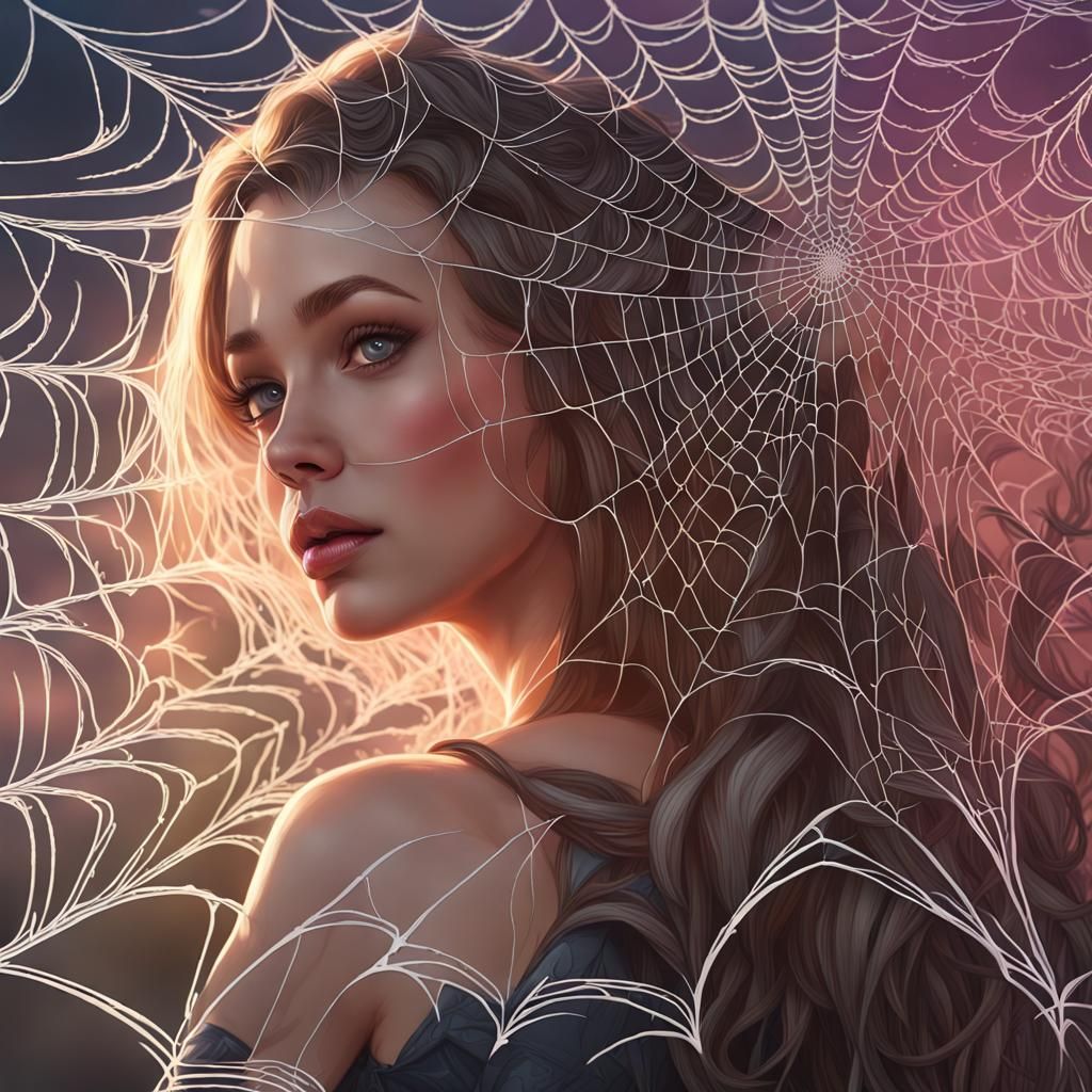 Hello in Spiderweb: Colorful Fantasy Photoillustration