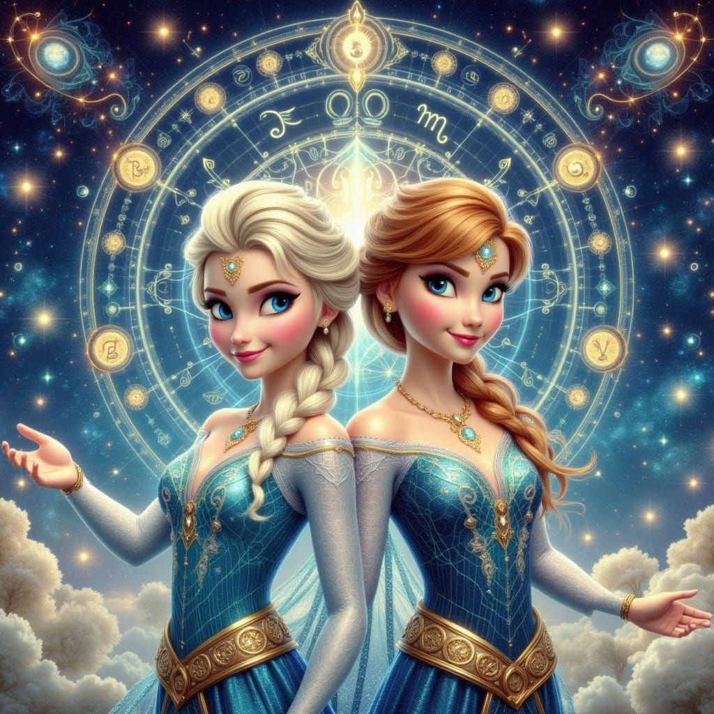 Elsa and Anna as Gemini Zodiac Sign